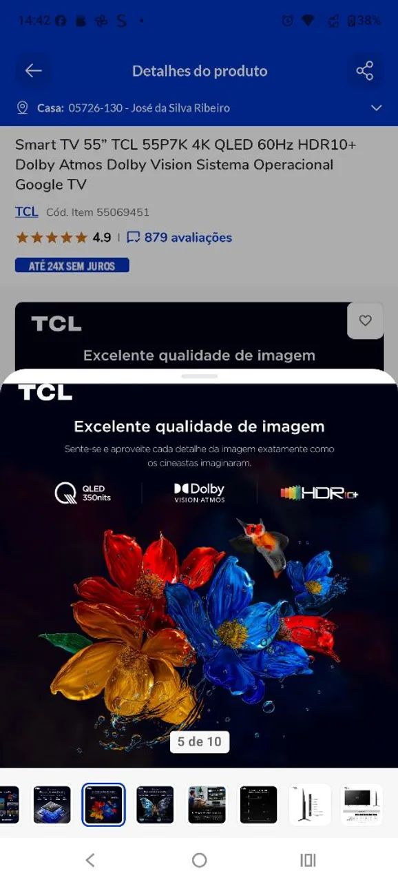 Tv Smart 55 Polegadas Qled 4k - Foto 4