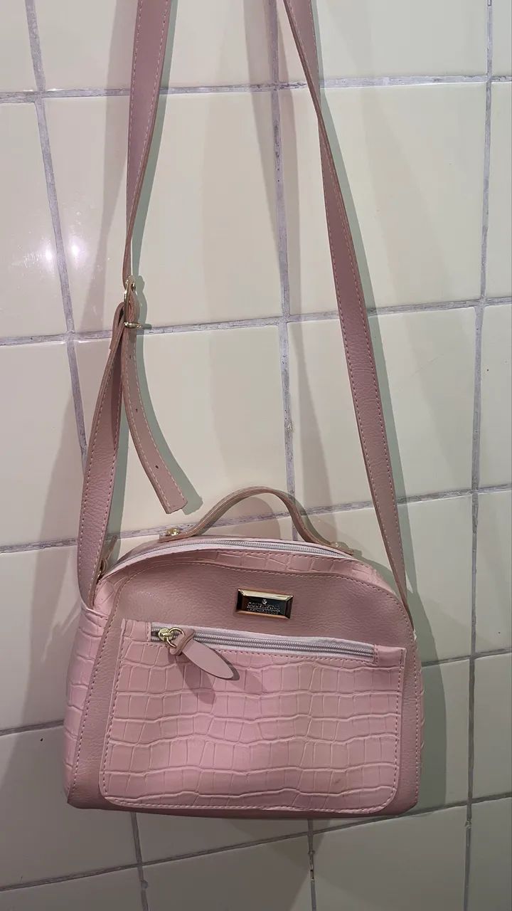 Bolsa rose couro fino - Foto 3
