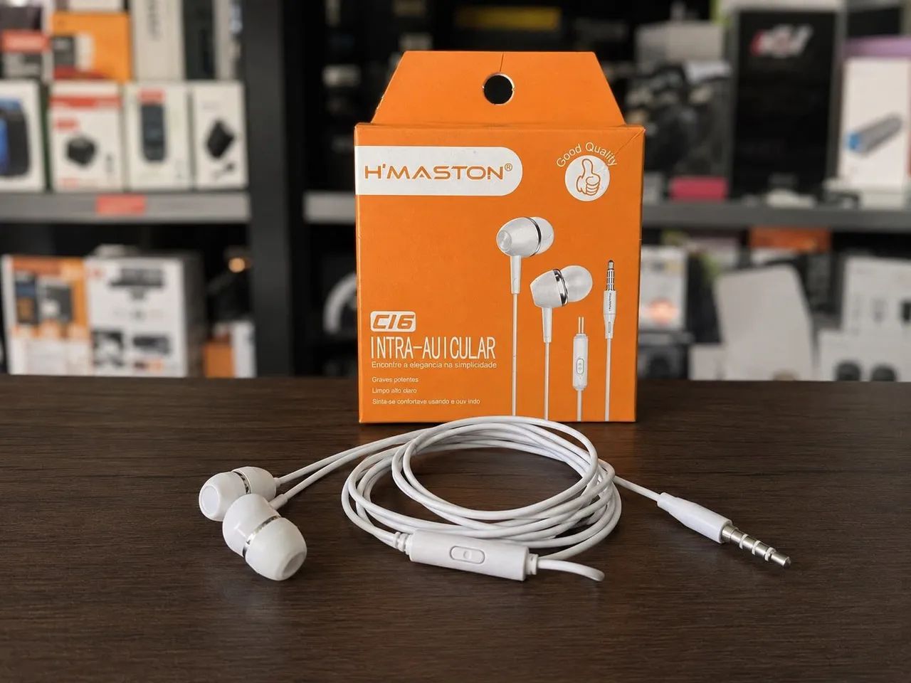 Fone de Ouvido H?Maston C16 P2 com Microfone Branco - Foto 2