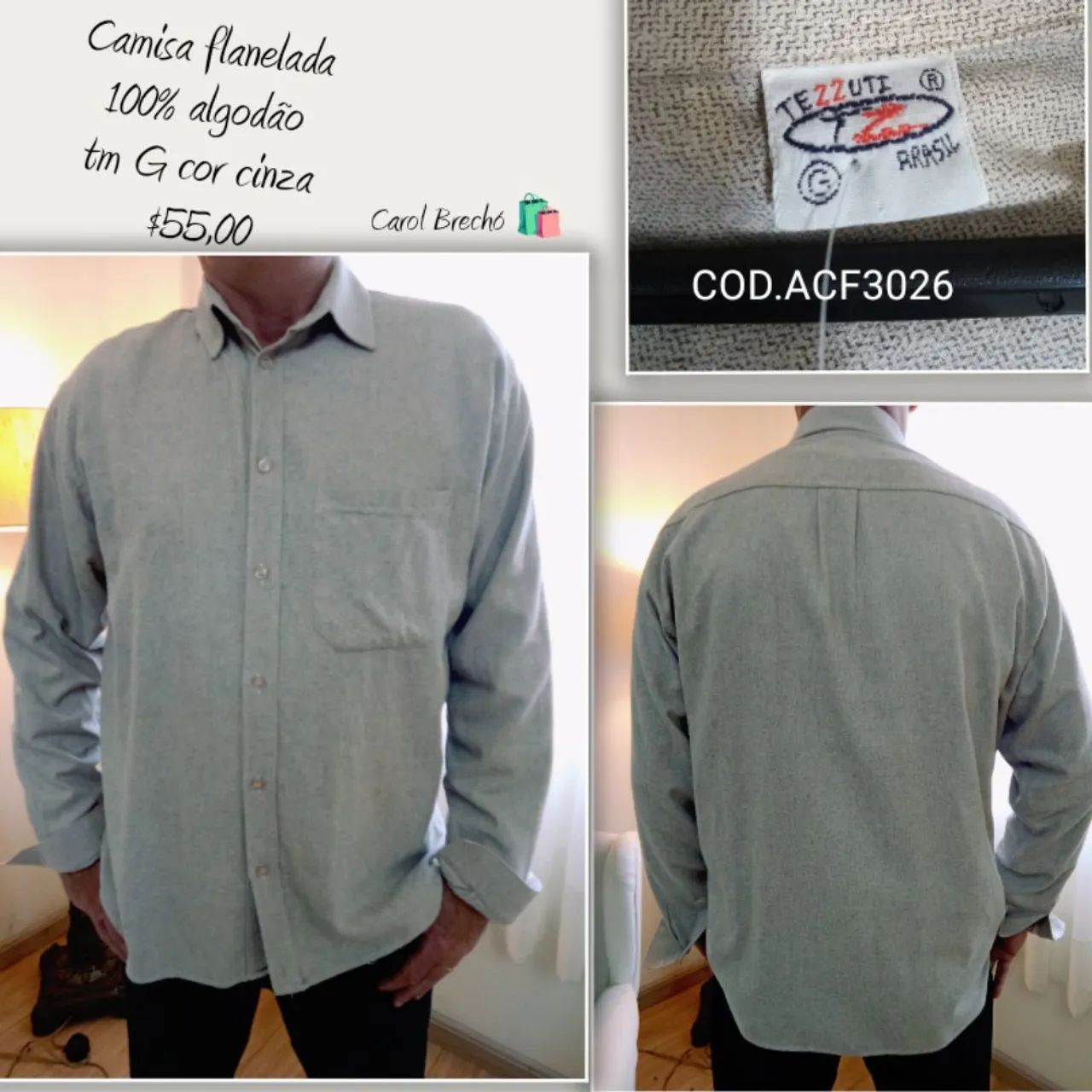 Camisa masculina flanelada Tezzuti
