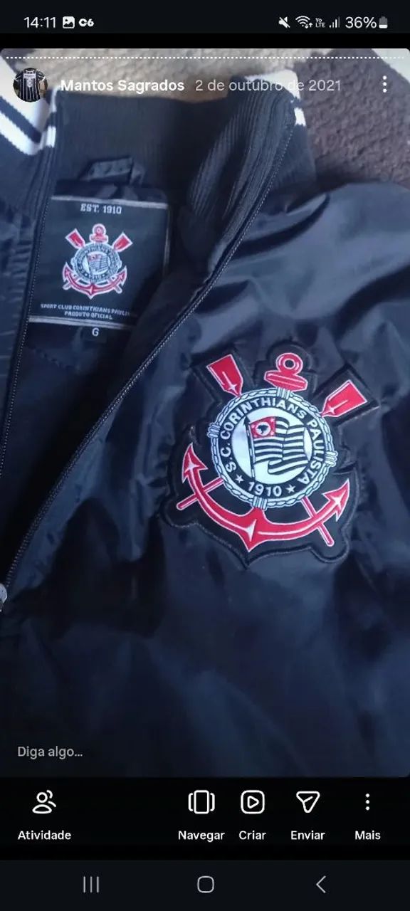 Jaqueta Corinthians Bomber faixa branca Original  - Foto 2