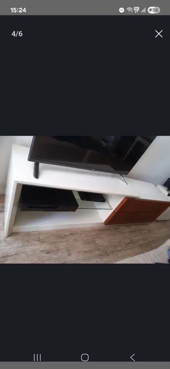 Rack para TV  branco c/ 2 gavetas - Foto 2