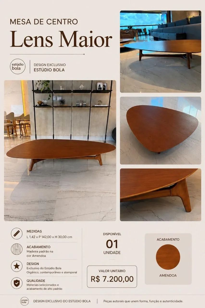 Mesa de centro lens maior