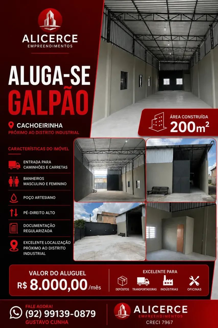 ALUGO GALPÃO DE 200 M2 NA CACHOEIRINHA