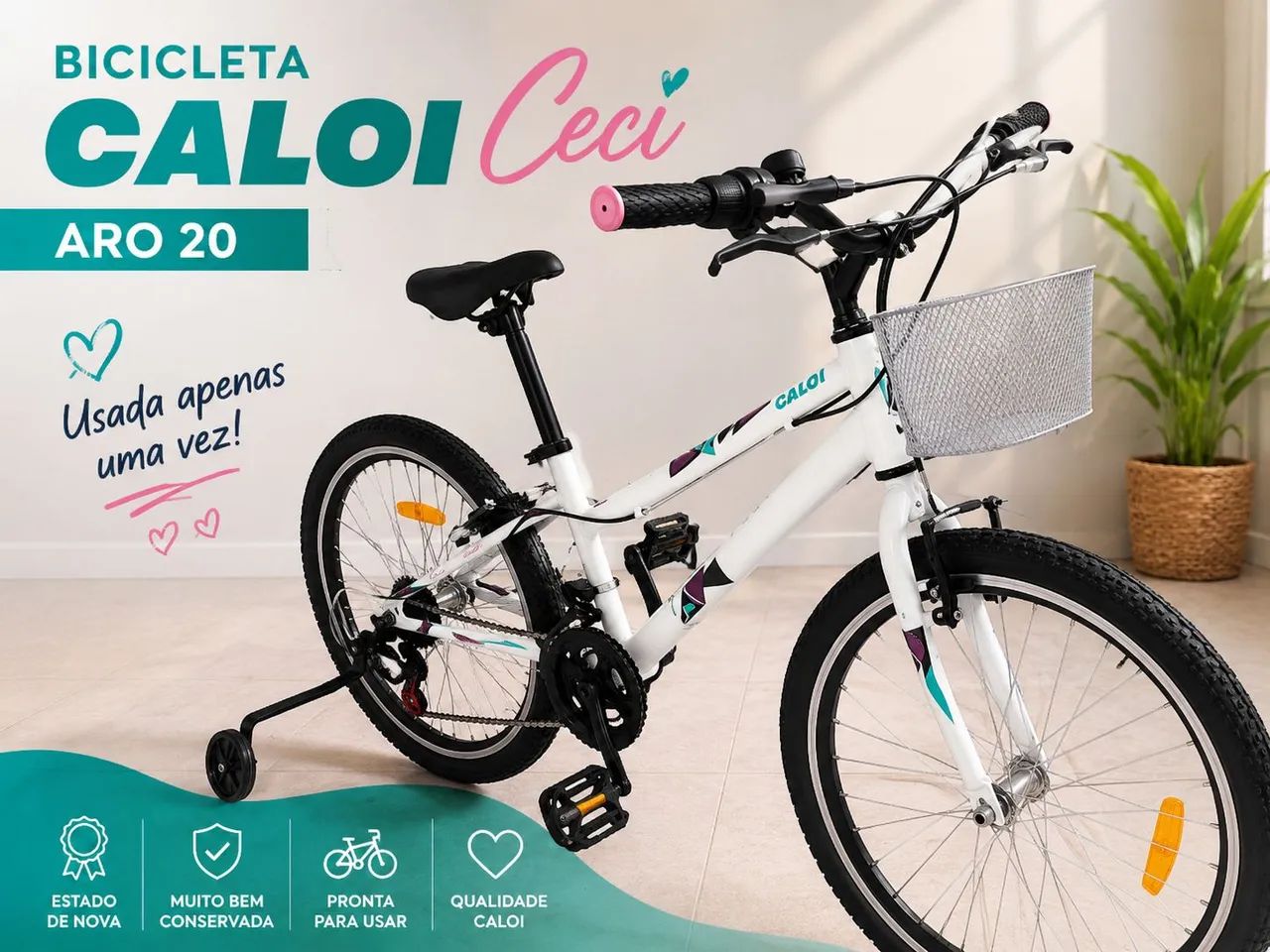 Bicicleta Caloi Ceci Aro 20 - Estado de Zero! E GANHE UM BRINDE!