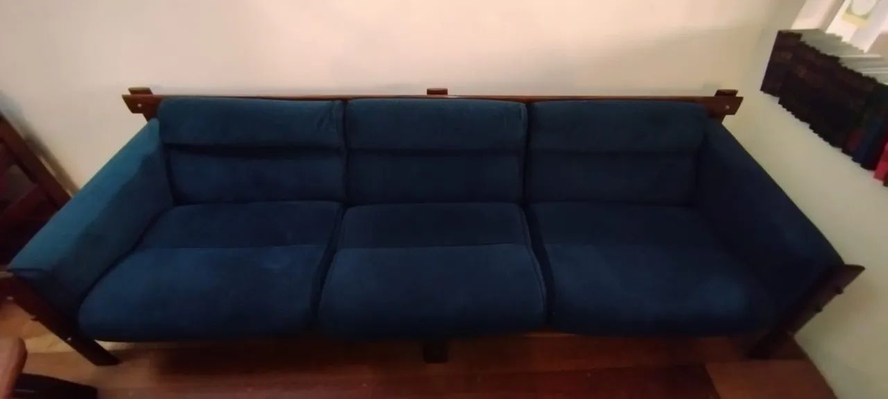 Sofa Design Vintage Lafer Veludo azul - Foto 3