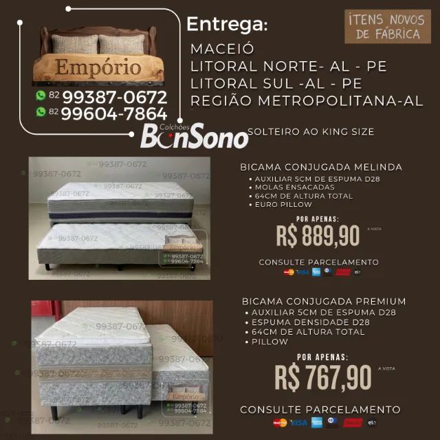 Bicama bibox, cama com auxiliar solteiro molasnou espuma Densidade D28 itens novos de fabr