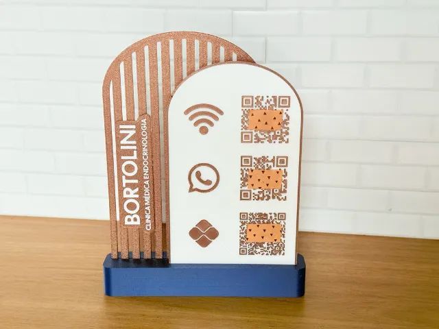 Placa QR Code 3D Personalizada - Pix, Instagram, Wi-Fi e Google