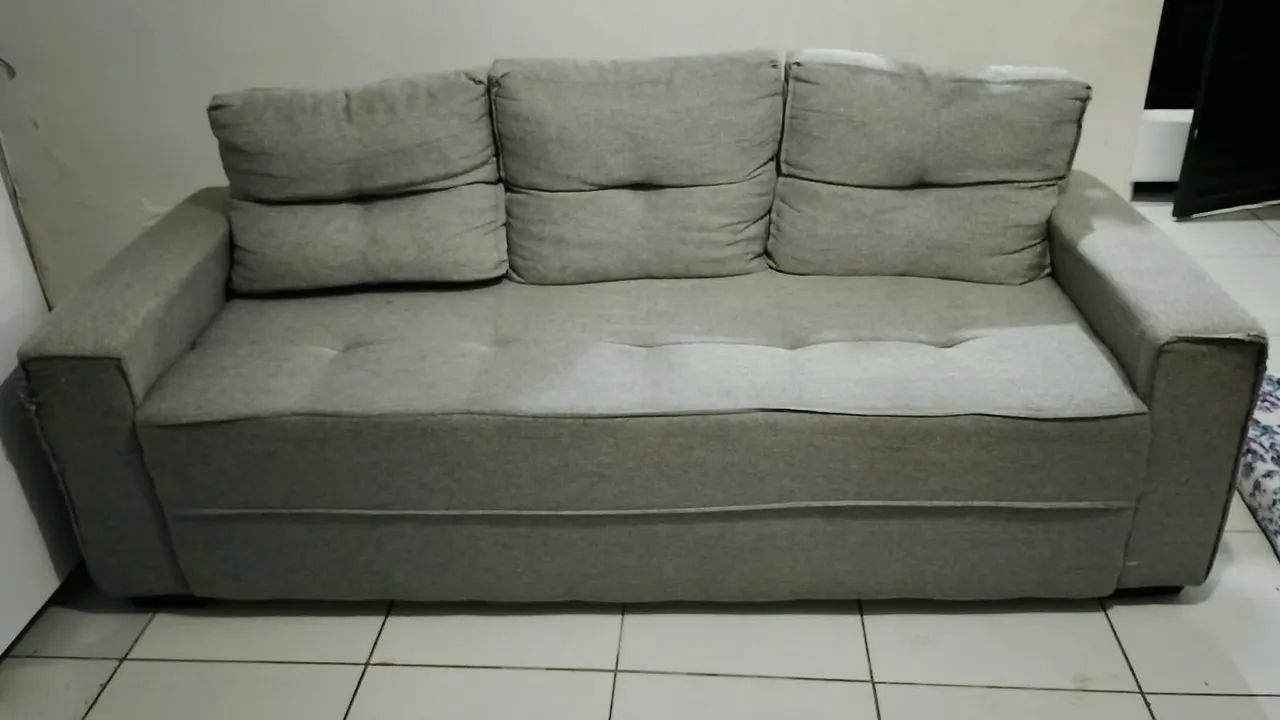 Título: Sofá 3 Lugares Cinza - Foto 3