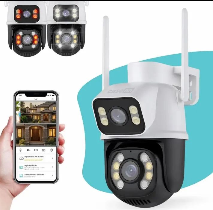 Câmera de Segurança Wi-Fi 360° com Visão Noturna e Áudio