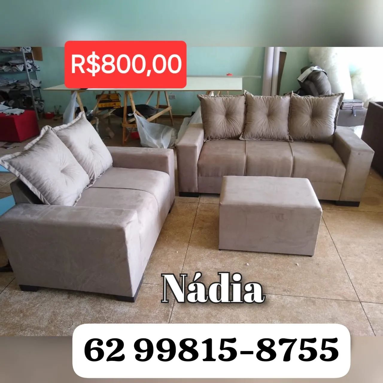 Sofá 2 e 3 lugares + Puff - R$800,00