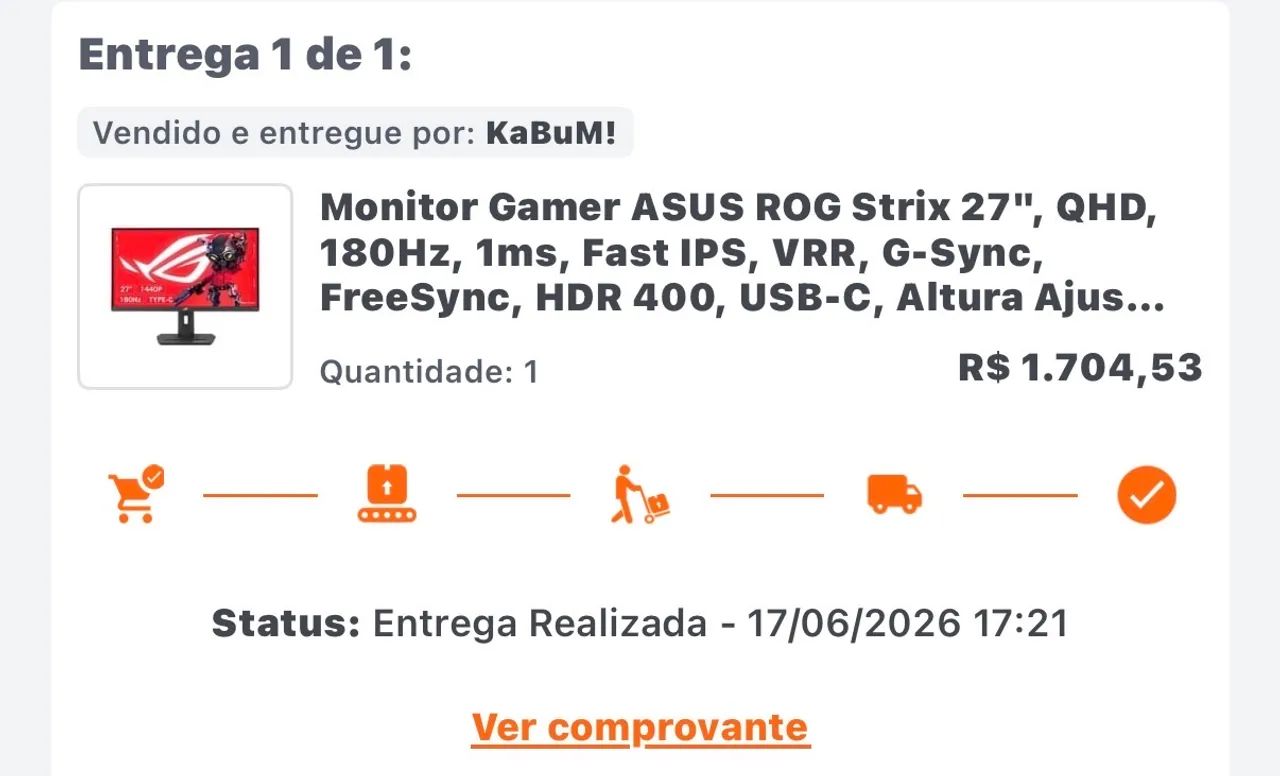 Monitor 180 hz quad HD asus rog XG27acs 3 meses de uso NF e caixa  - Foto 2
