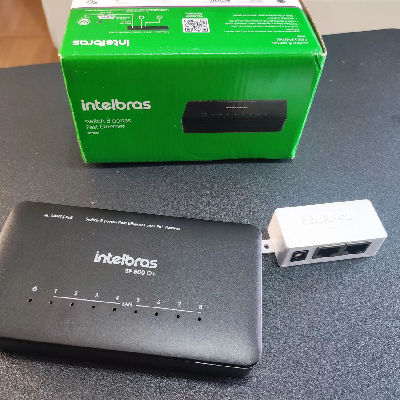 Switch 8 portas + injetor PoE Intelbras