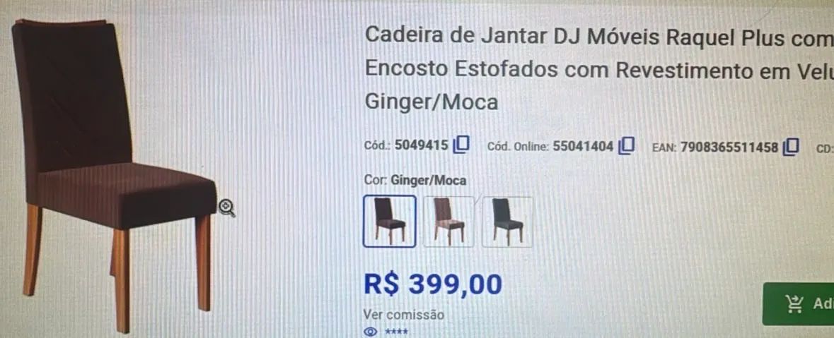 Cadeira de jantar em veludo  - Foto 3