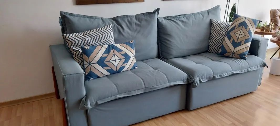 Sofá retratil azul 226cmx145cm (aberto) - Foto 3