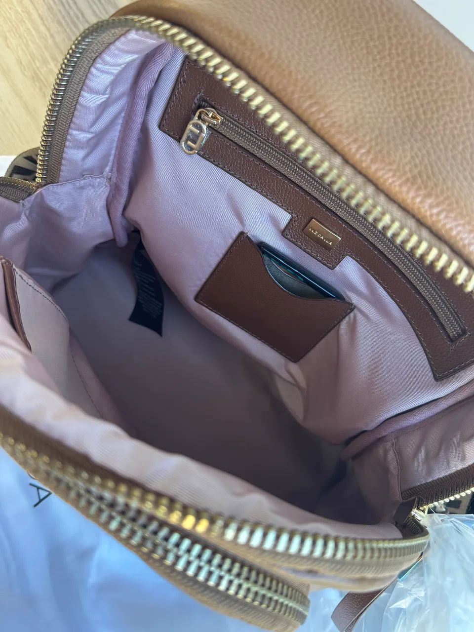 Mochila Marrom nova Luz da Lua em couro - Foto 3
