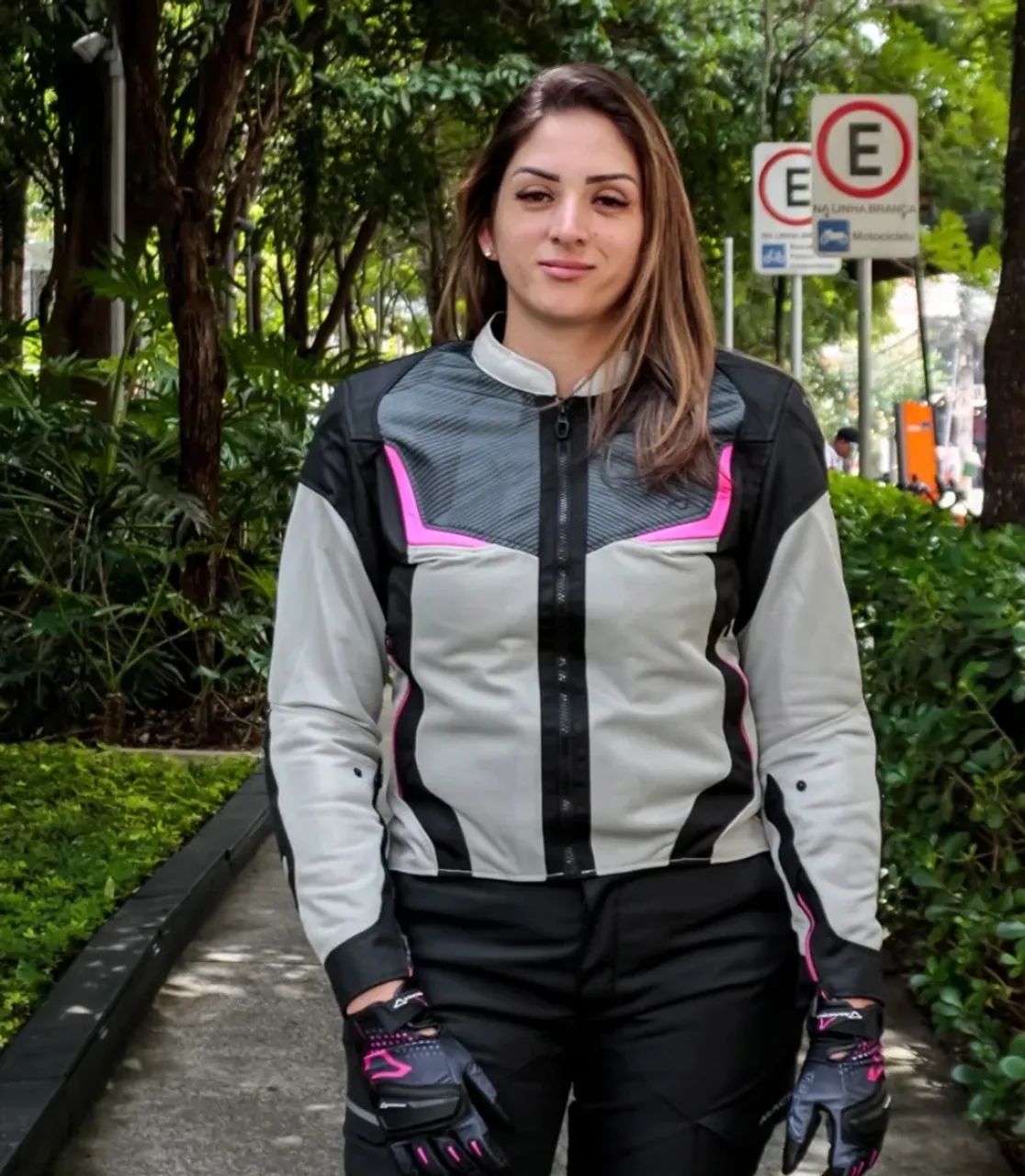 Jaqueta Macna Orcano Lady Cinza Preto Rosa - Foto 3