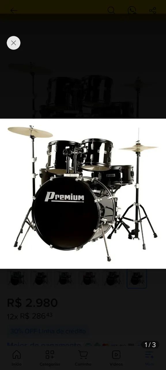 Bateria acústica completa Premium 