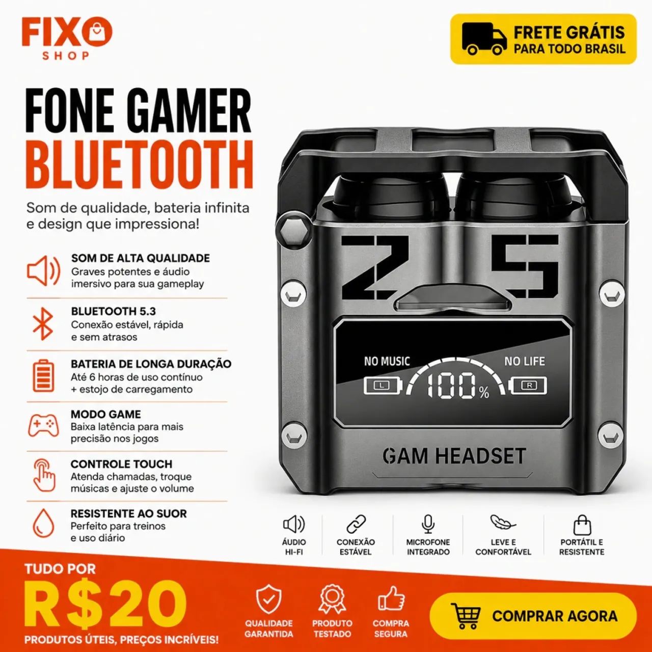 Fone Gamer Bluetooth