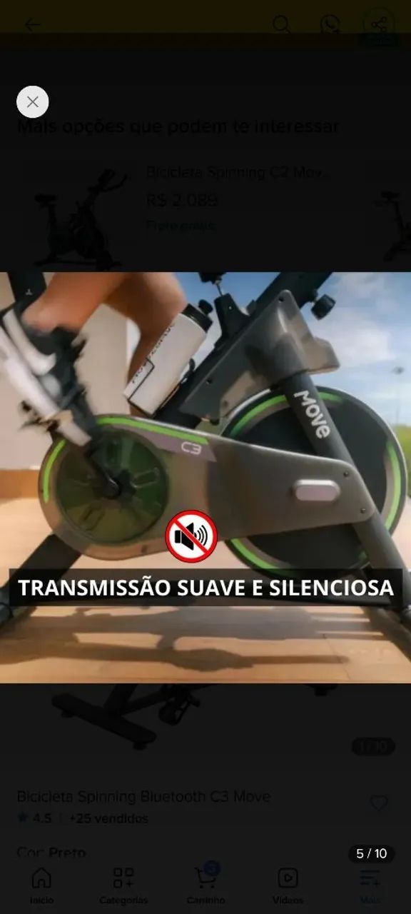 Bicicleta Spinning Bluetooth C3 Move - Foto 3