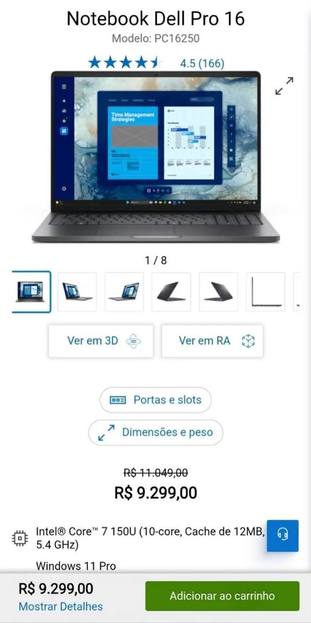 Dell Pro 16 PC16250 - Core 7 150u - LACRADO NA CAIXA - GARANTIA E NF - Foto 2