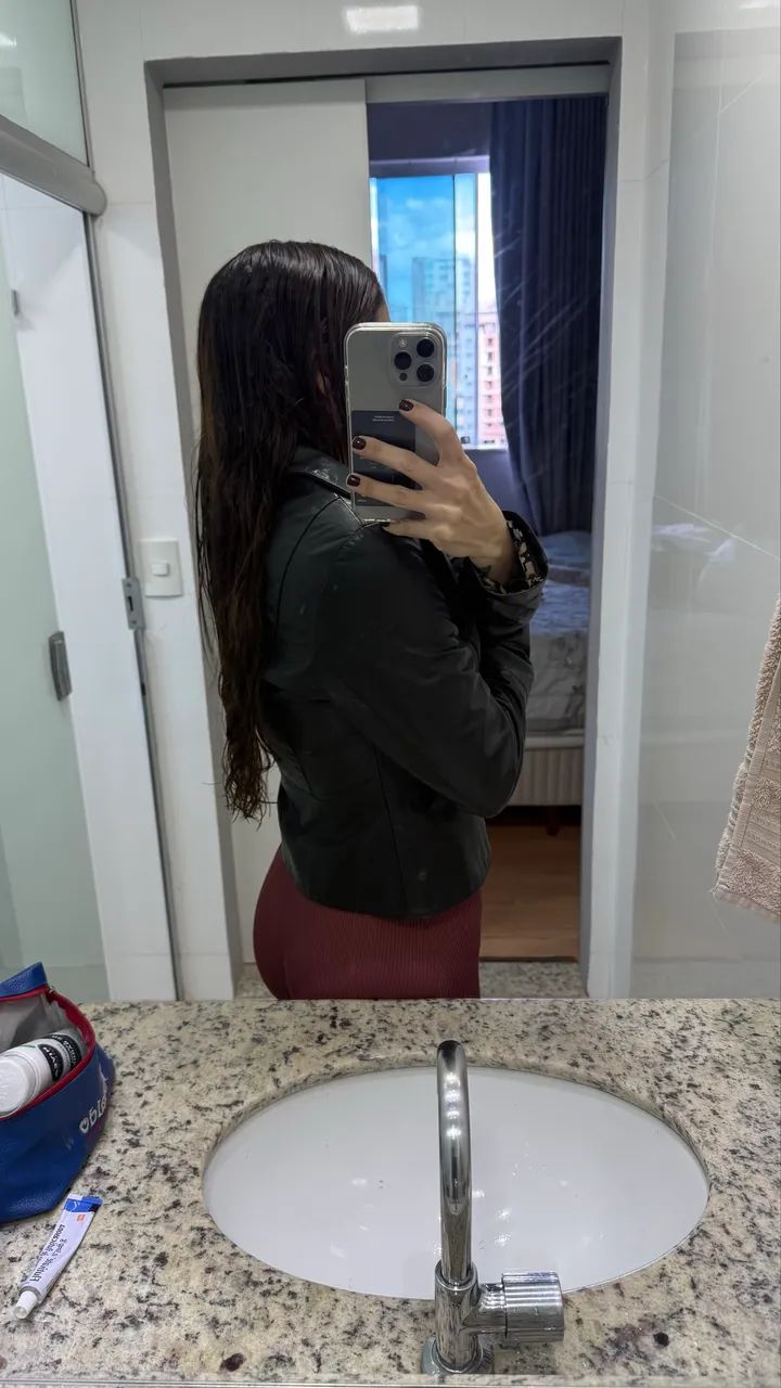 Jaqueta em couro verdadeiro P - Foto 2