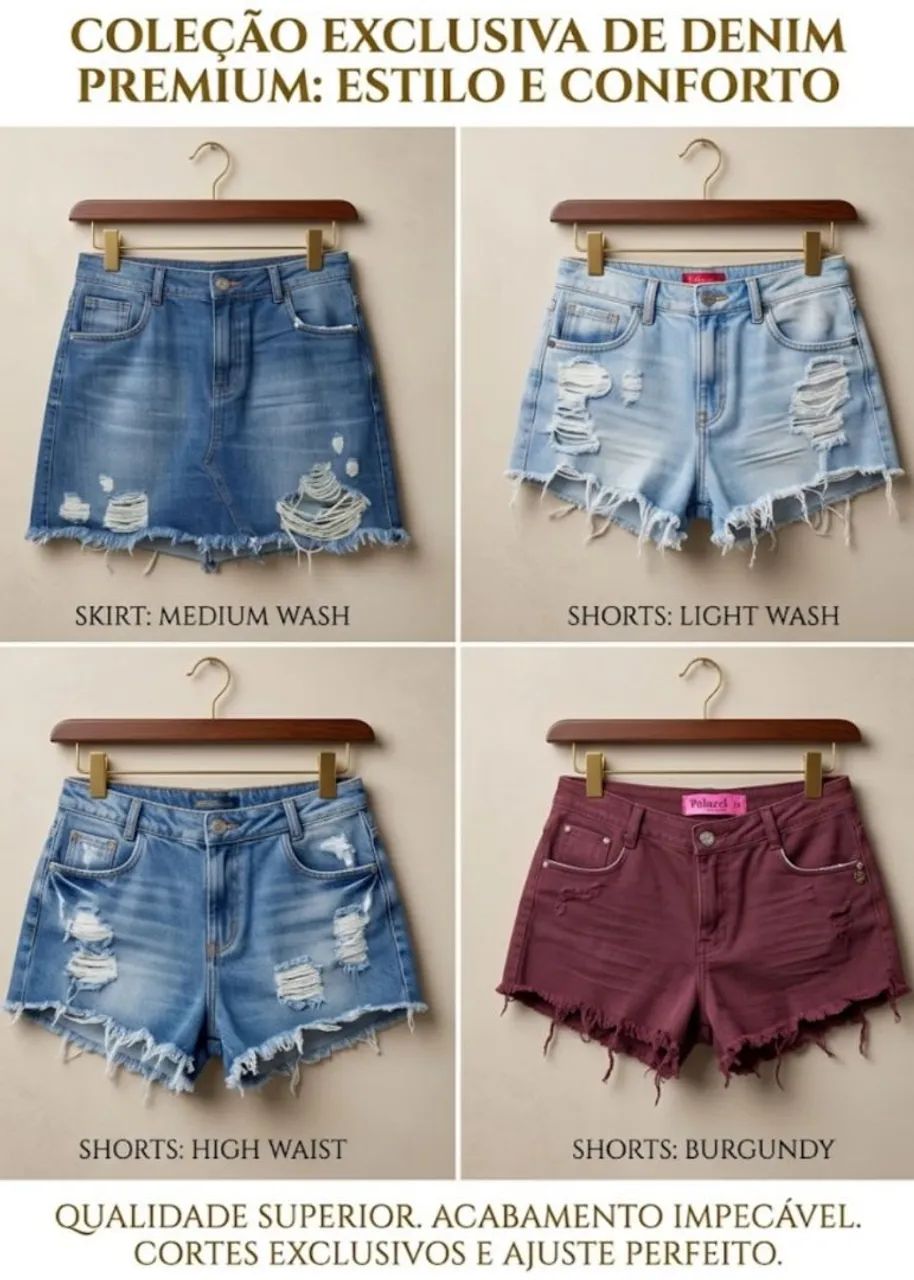 Shorts jeans femininos destroyds