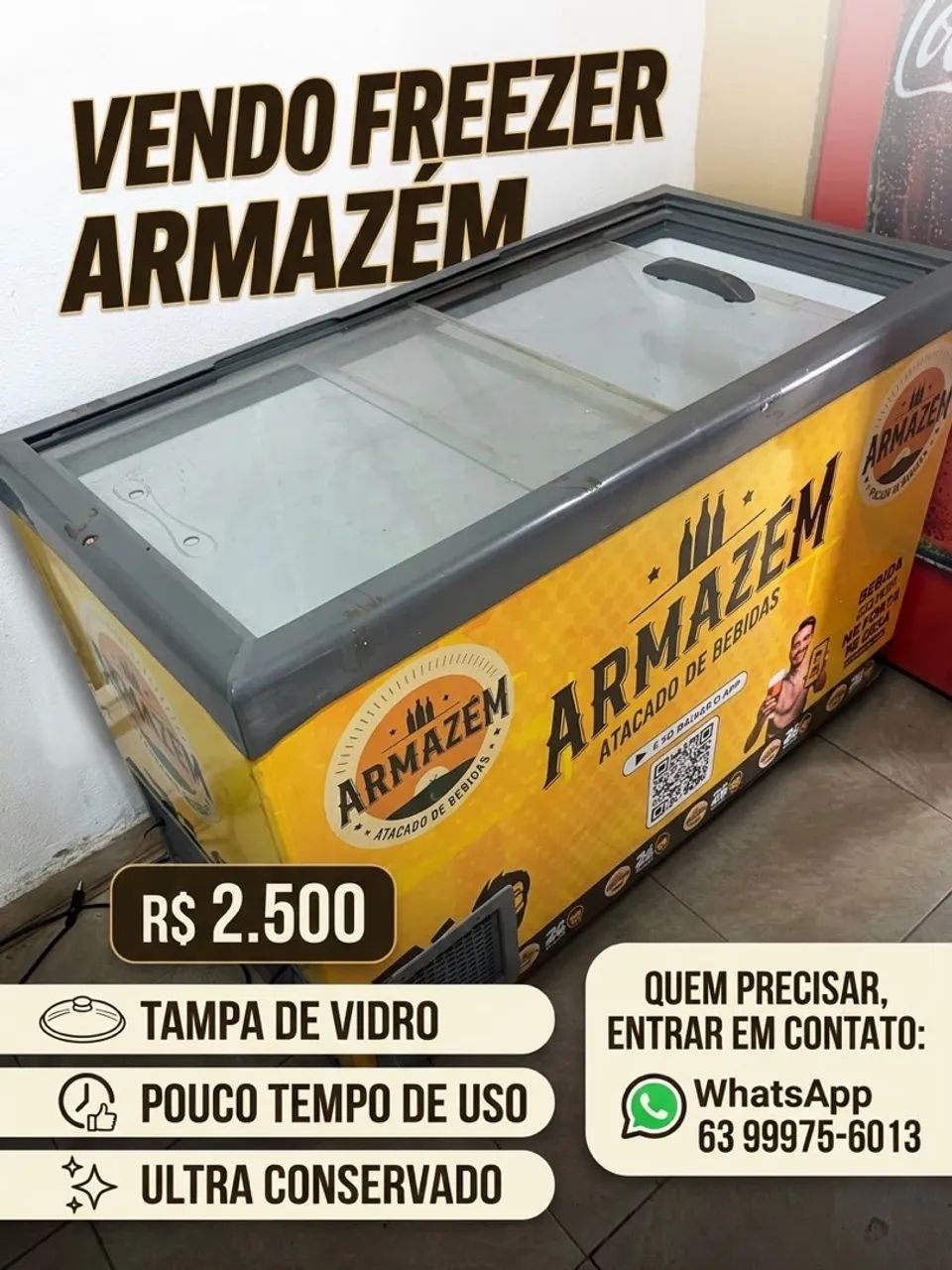 Freezer horizontal rampa de vidro 