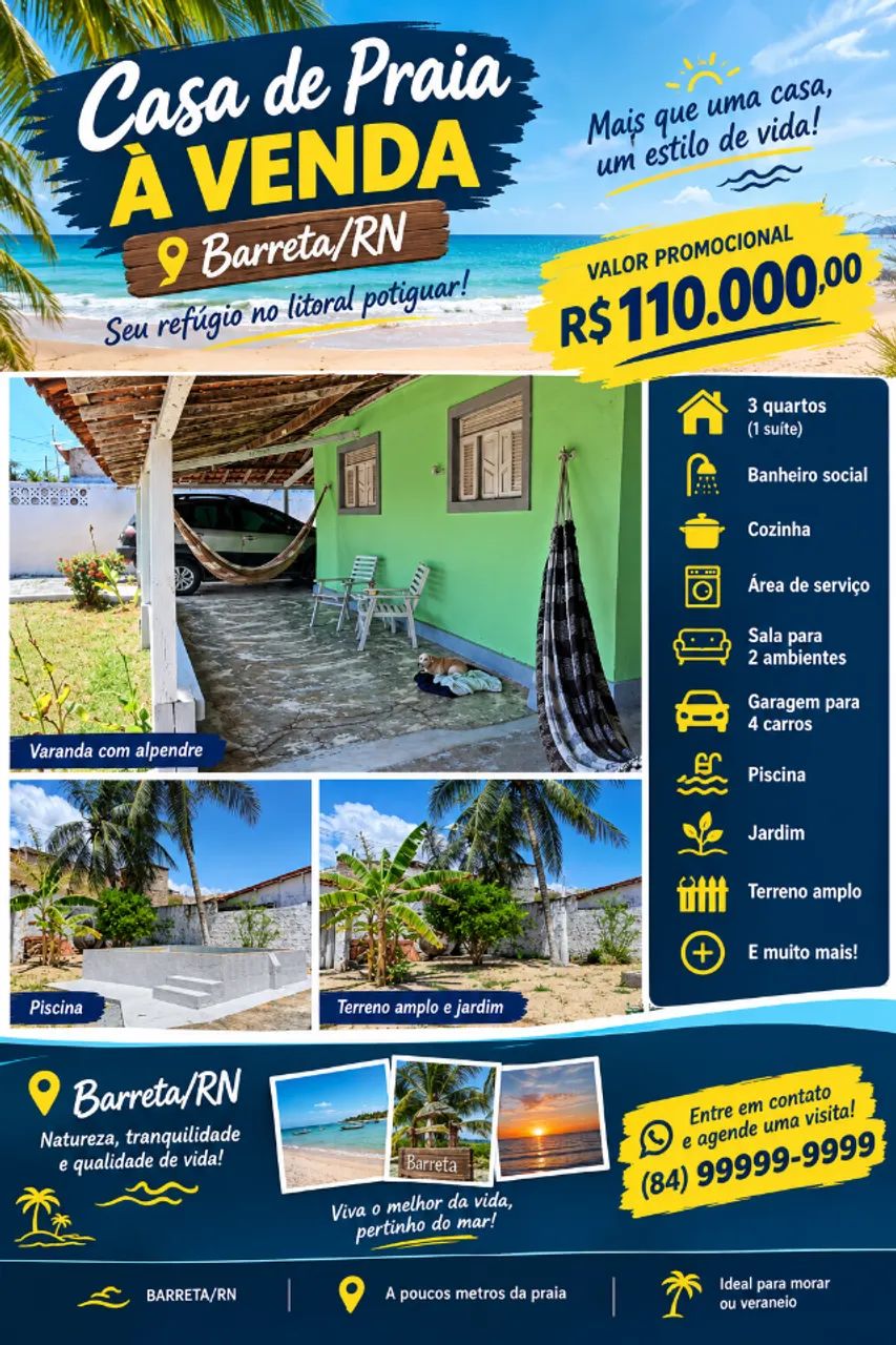 Encantadora Casa de Praia em Barreta/RN
