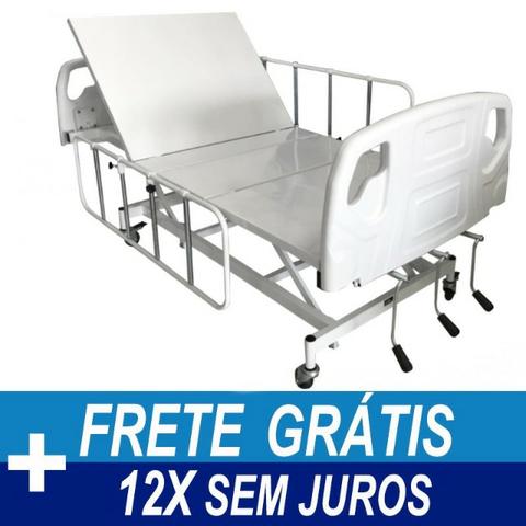 Cama Hospitalar Fawler 3 Movimentos Manual com Grades Deslizantes