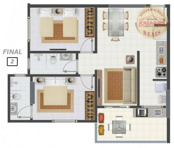 Apartamento com 2 dormitórios à venda, 58 m² por R$ 299.700,00 - Canto do Forte - Praia Gr - Foto 14
