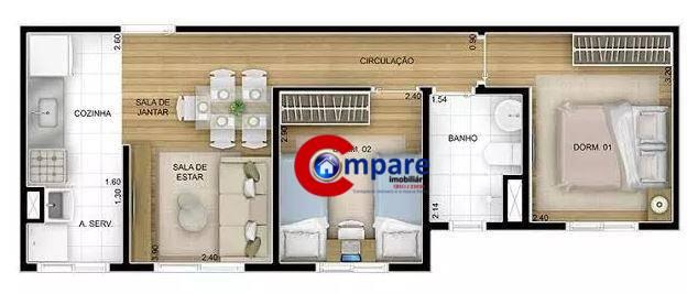 Apartamento com 2 dormitórios à venda, 44 m² por r$ 265.000 - vila rio de janeiro - guarul - Foto 8