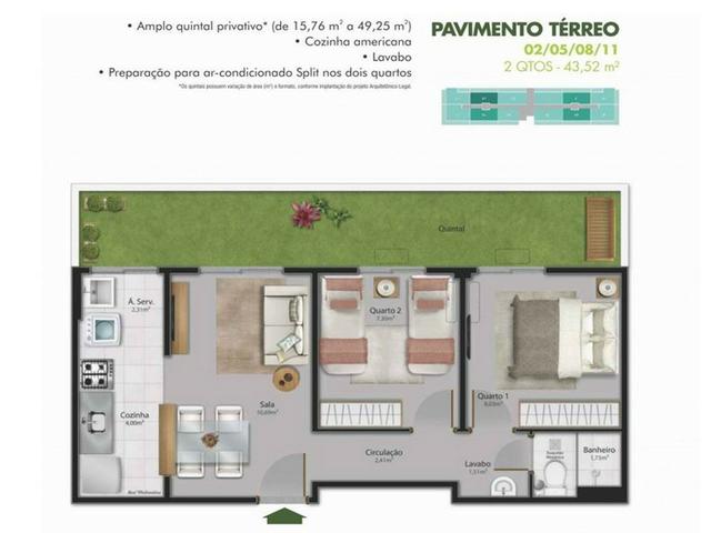 SAM 200 Vista do Bosque - 2Q 45m² + quintal 15m² - ITBI + RG grátis - Foto 4
