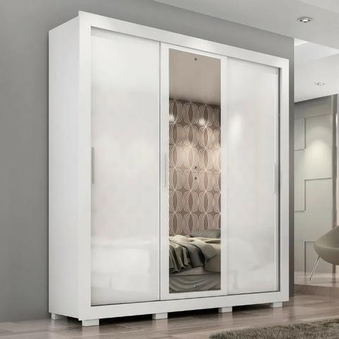 Guarda Roupa Luana MDF C/ Espelho, 3 Portas de Correr(Novo) Promoçao