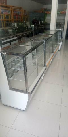 Balcão vitrine quente refrigerado pronta entrega