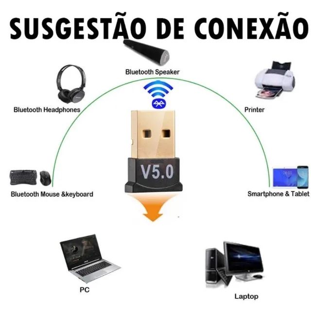 Mini Adaptador Usb Bluetooth 5.0 Serve em Controle Ps4 Pc Notebook - Foto 4