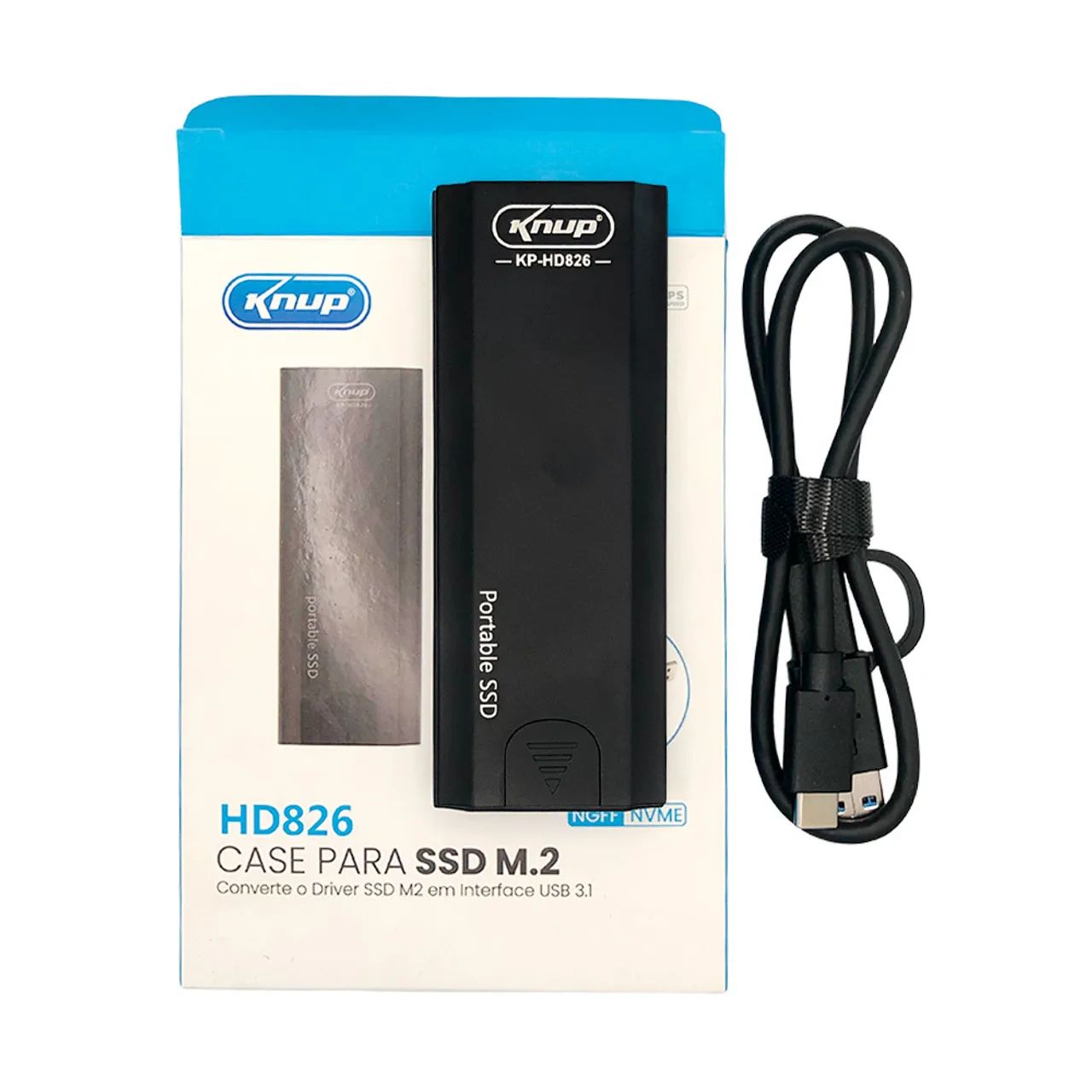 Case Para SSD gaveta M.2 Nvme ou Sata Cabo Usb /Tipo-C Knup - Kp-HD826  - Foto 2