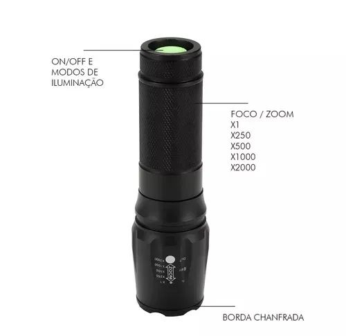 Lanterna Tática Militar X900 Zoom Recarregavel Completa Lanterna - Loja Natan Abreu   - Foto 4