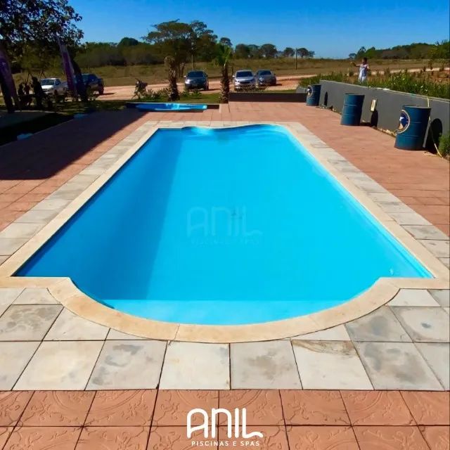 Piscina azul de fibra grande 10 metros com praia preço de fábrica  - Foto 5