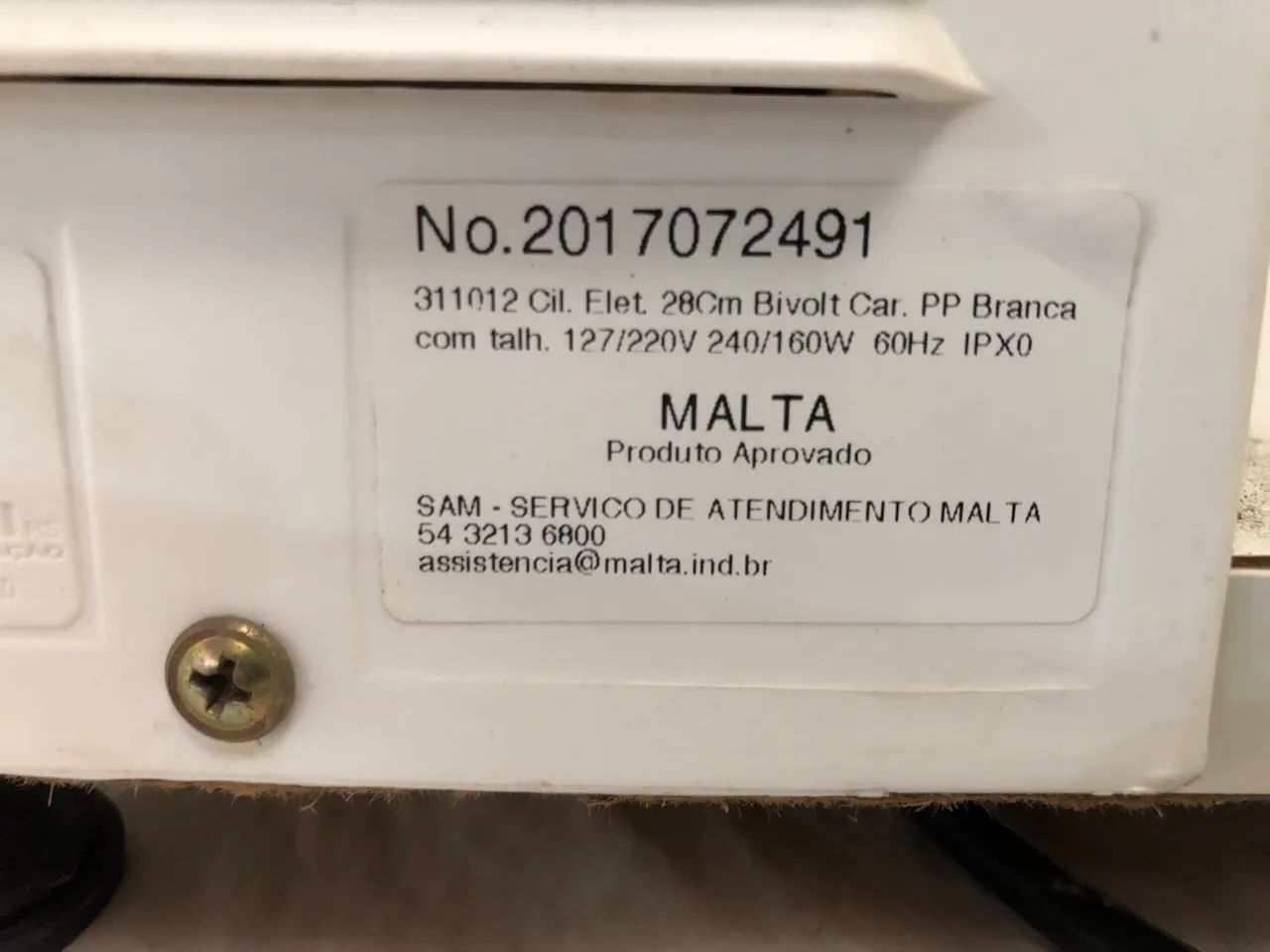 Cilindro Elétrico Branco 28 cm  Malta BIVOLT  - Foto 5