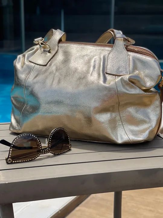 Bolsa de Couro Dourada Crizzapi - Foto 3
