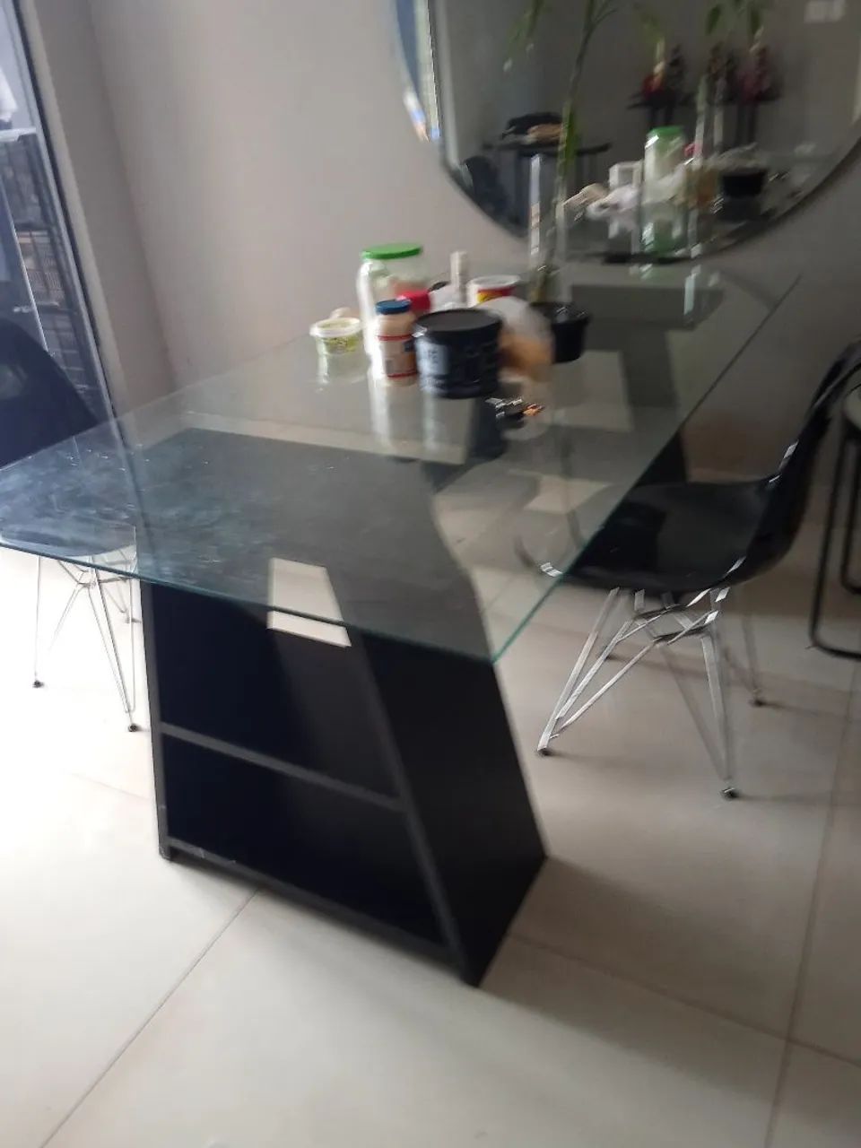 Mesa de vidro com base  preta - Foto 5