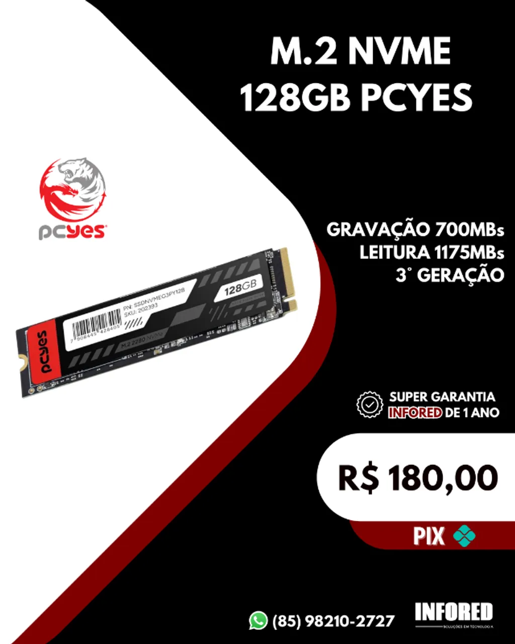 M.2 NVME 128GB Pcyes