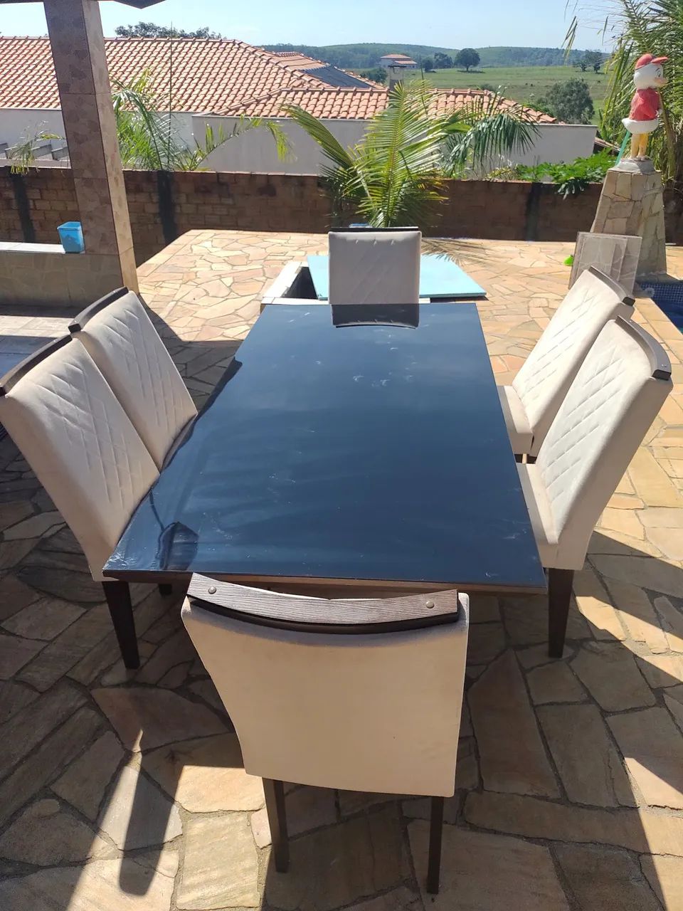 Mesa de Jantar com Tampo de Vidro Preto - Foto 4