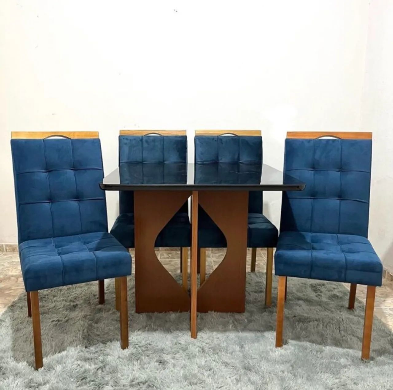 Mesa de Jantar 120×80 Cinamono/Preto com 4 Cadeiras Capri tt43