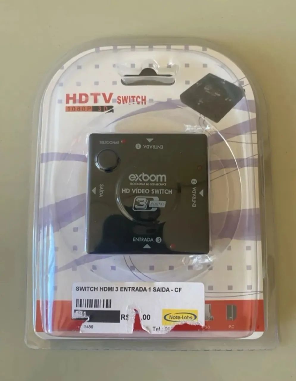 Switch HDMI - 3 entradas e 1 saída 