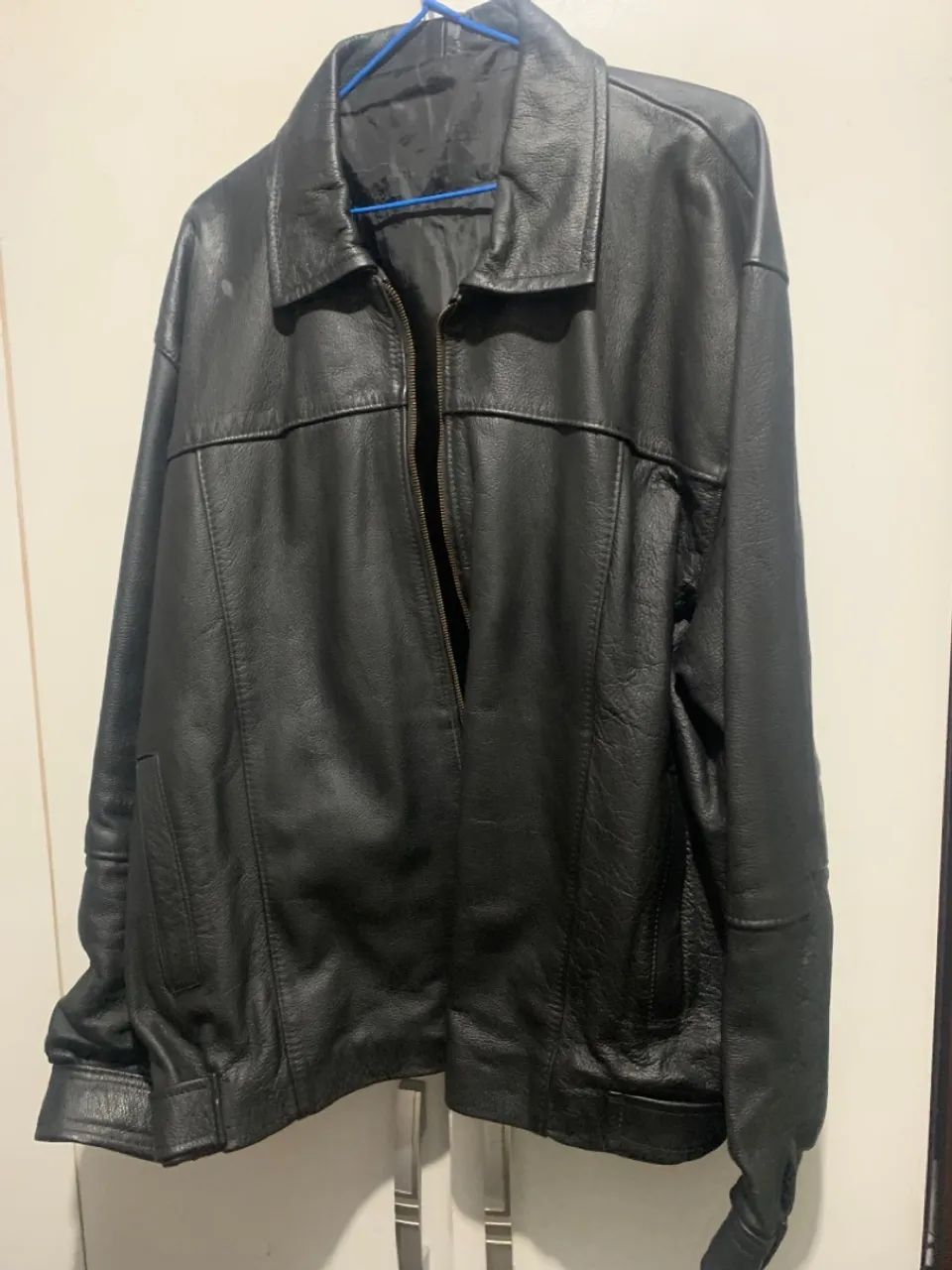 Jaqueta de couro masculina preta - Foto 4