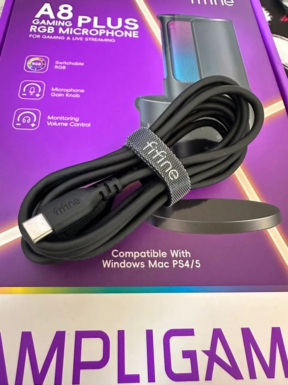 Microfone Gamer Fifine A8 Plus Ampligame RGB - Foto 2