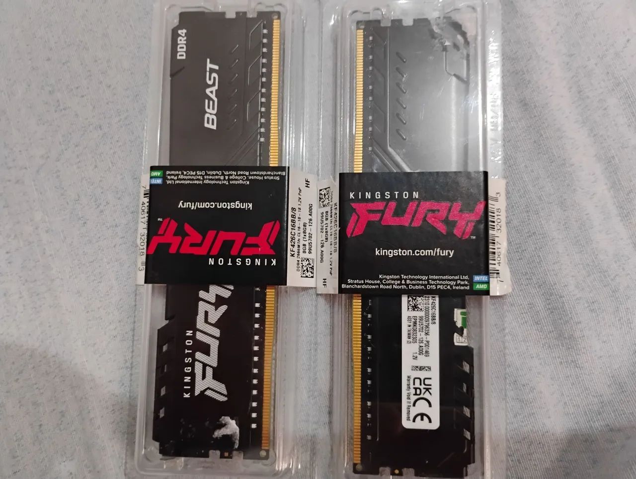 Memórias RAMs Kingston Fury Beast DDR4 16gb 2x8GB 2666MHz