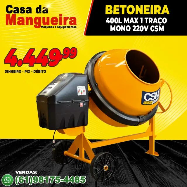 Betoneira 400L Max 1 Traço Mono 220v Csm